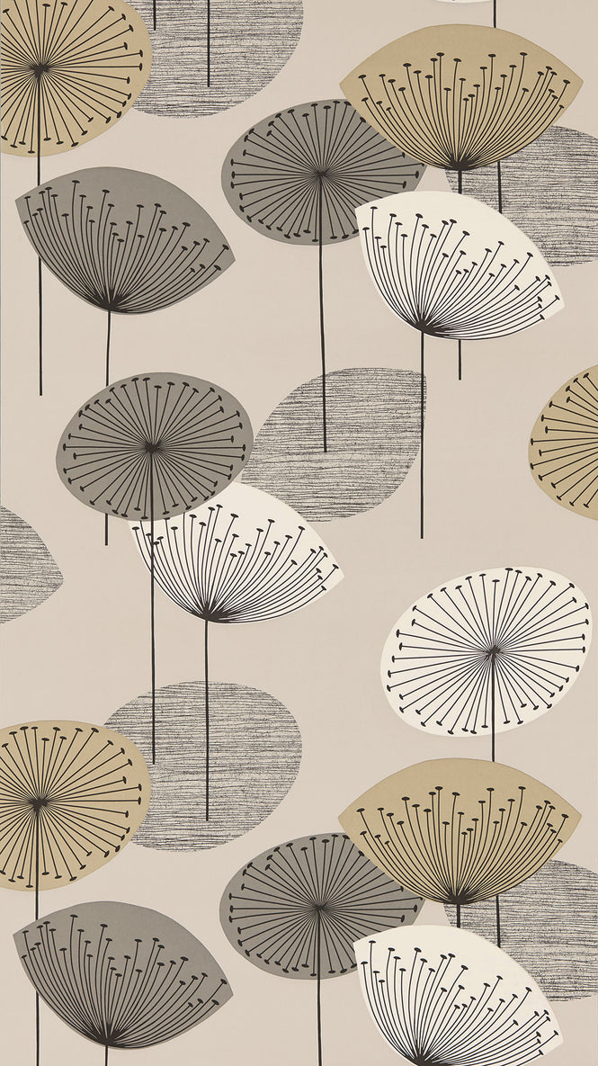 Sanderson / ONE SIXTY WALLPAPER COLLECTION / Dandelion Clocks Metallic / Smoke Tree 217031