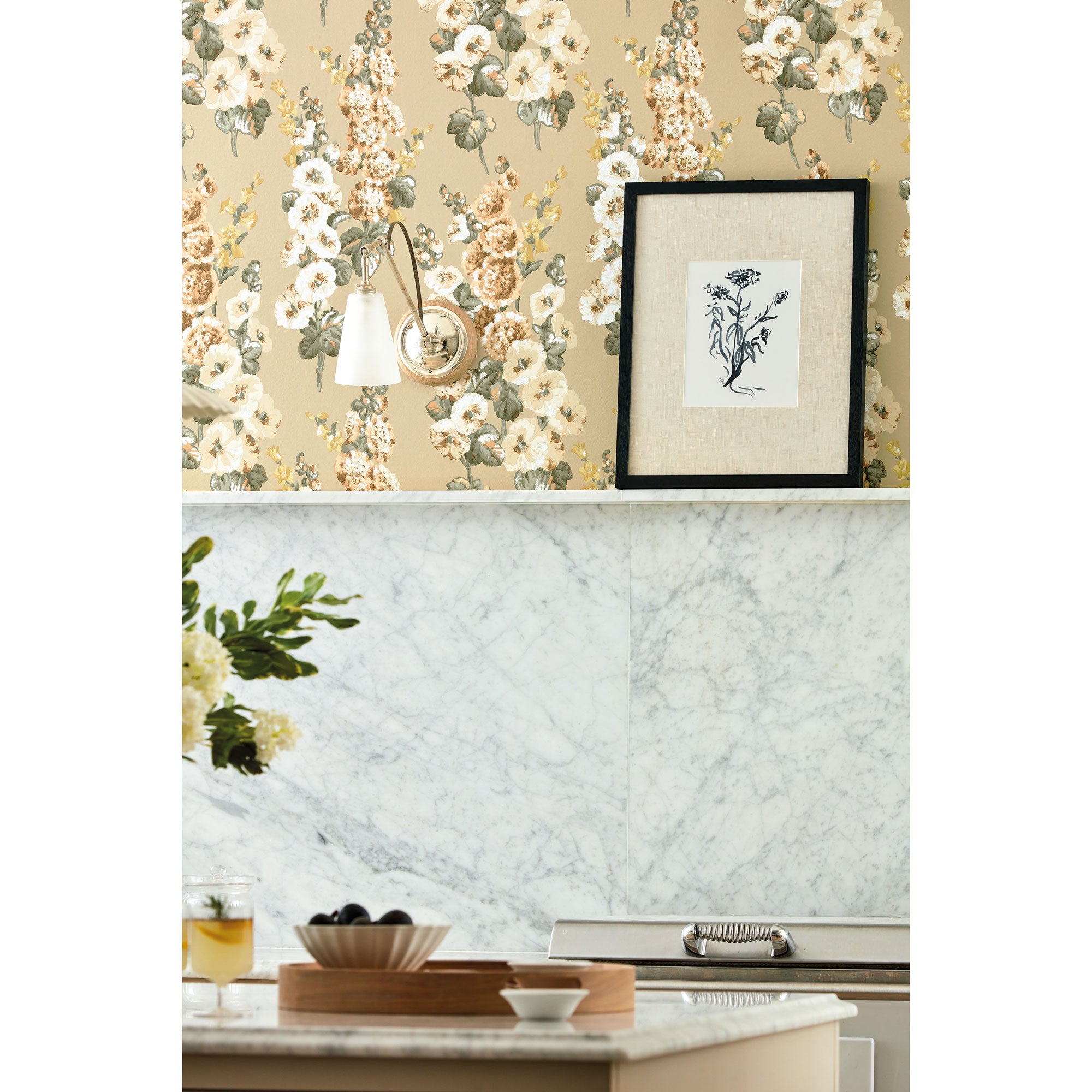 Sanderson / ONE SIXTY WALLPAPER COLLECTION / Hollyhocks Gold
