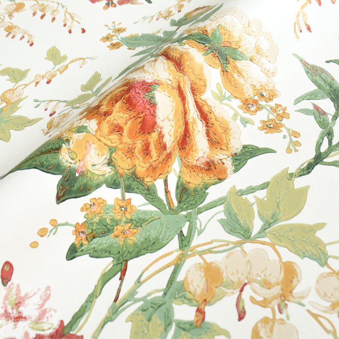 Sanderson / ONE SIXTY WALLPAPER COLLECTION / Olivia Botanival Green / Orange 217038
