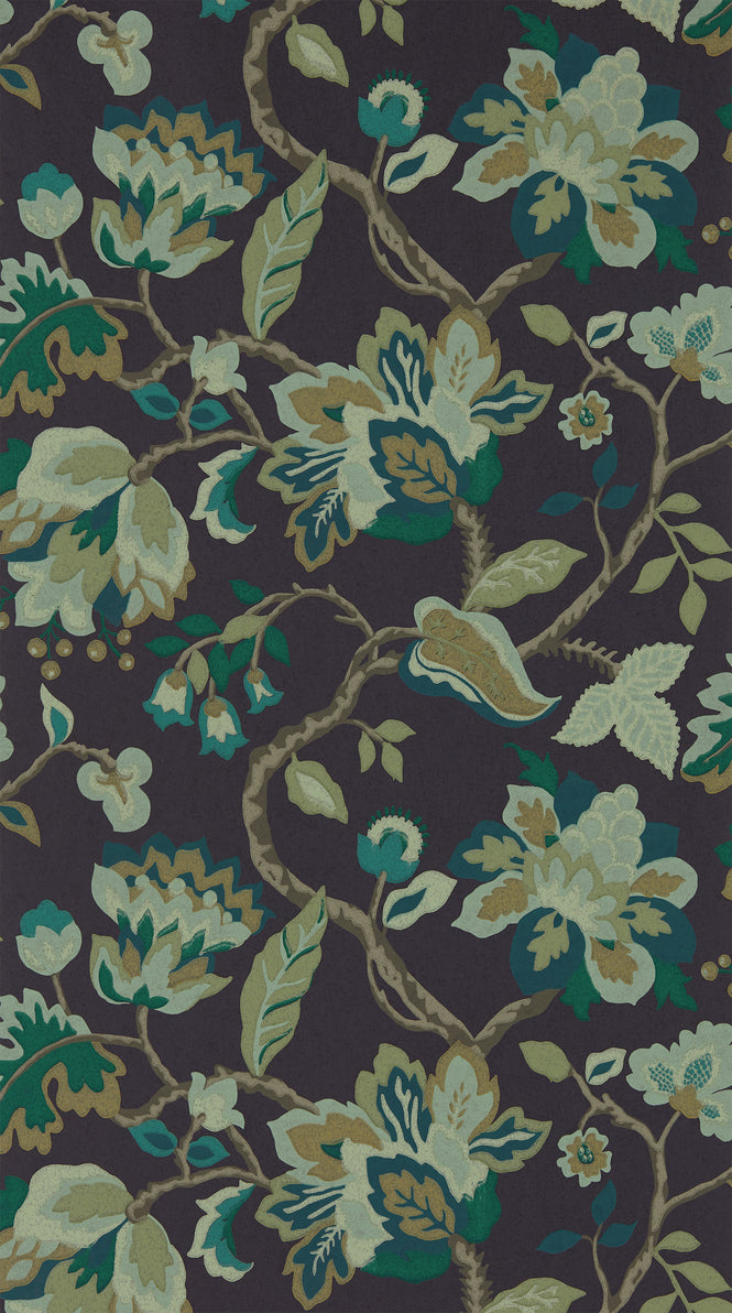 Sanderson / ONE SIXTY WALLPAPER COLLECTION / Amanpuri Midnight / Eucalyptus 217044
