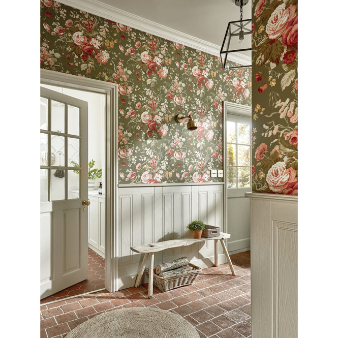 Sanderson / ONE SIXTY WALLPAPER COLLECTION / Stapleton Park Olive / Bengal Red 217046