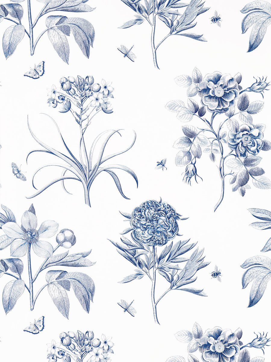Sanderson / ONE SIXTY WALLPAPER COLLECTION / Etchings & Roses China Blue 217052