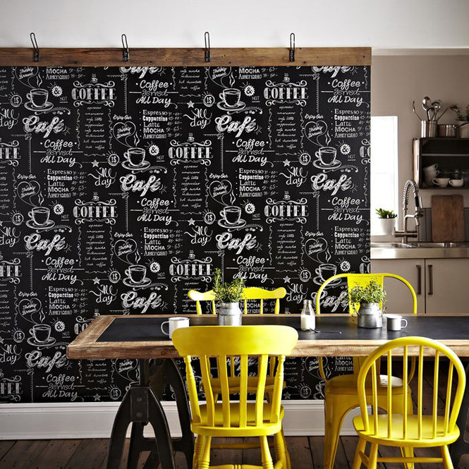 【1mサンプル】Graham&Brown / Coffee Shop Black / White 32-993