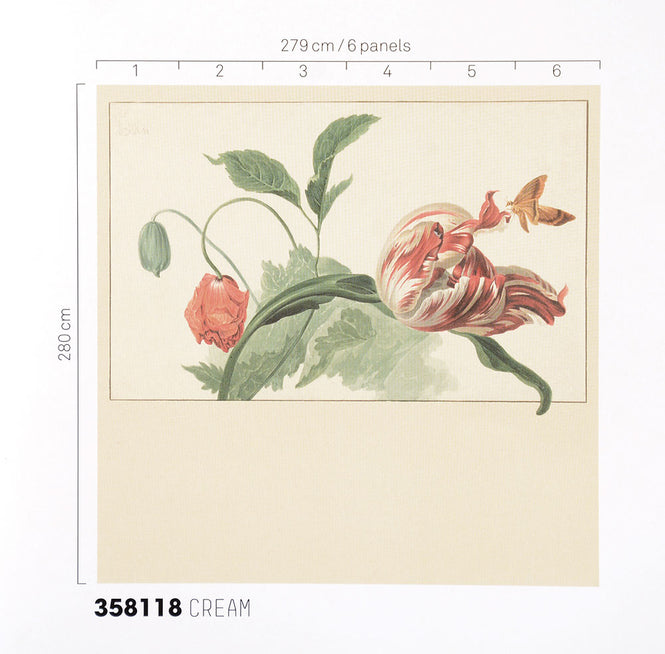 Eijffinger / MASTERPIECE / TULIP AND POPPY(CREAM) / 358118【6パネル1セット】