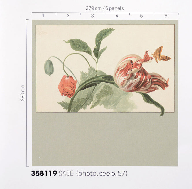 Eijffinger / MASTERPIECE / TULIP AND POPPY(SAGE) / 358119【6パネル1セット】