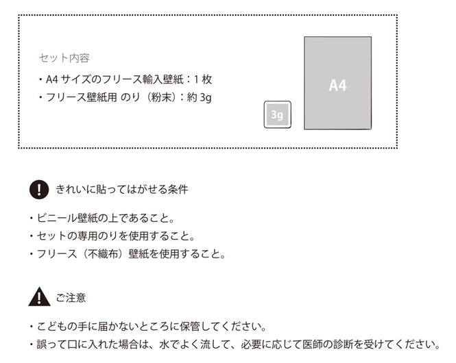 【大好評につき復活!】貼ってはがせる輸入壁紙のお試しセット