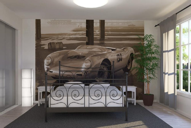 PHOTOWALL / James Deans Porsche - Sepia (e12075)
