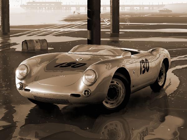 PHOTOWALL / James Deans Porsche - Sepia (e12075)