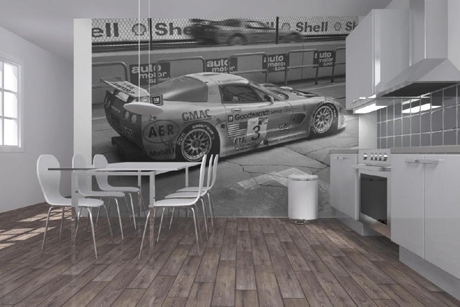 PHOTOWALL / Corvette In Pit Lane - b/w (e12083)