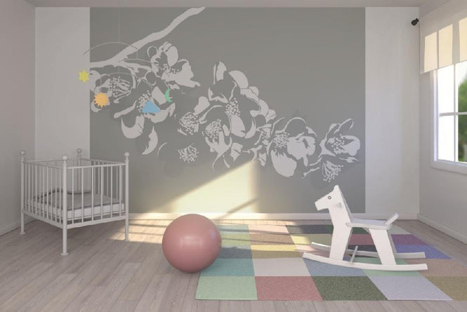 PHOTOWALL / Flora - Light Grey (e19011)