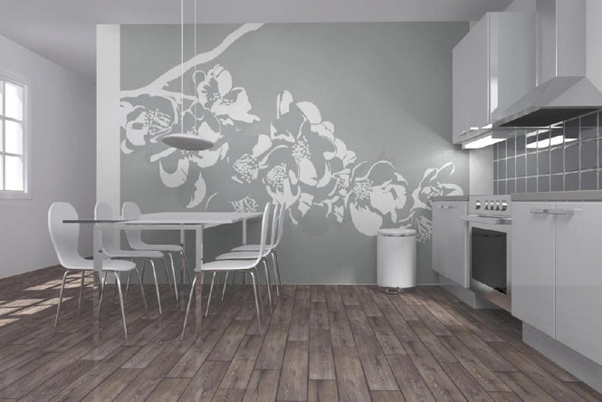 PHOTOWALL / Flora - Light Grey (e19011)