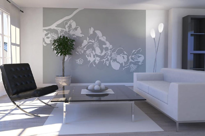 PHOTOWALL / Flora - Light Grey (e19011)