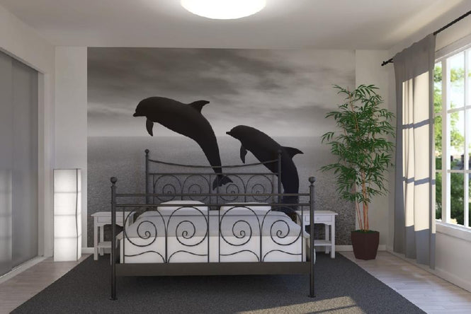 PHOTOWALL / Dolphin Silhouettes - b/w (e10065)