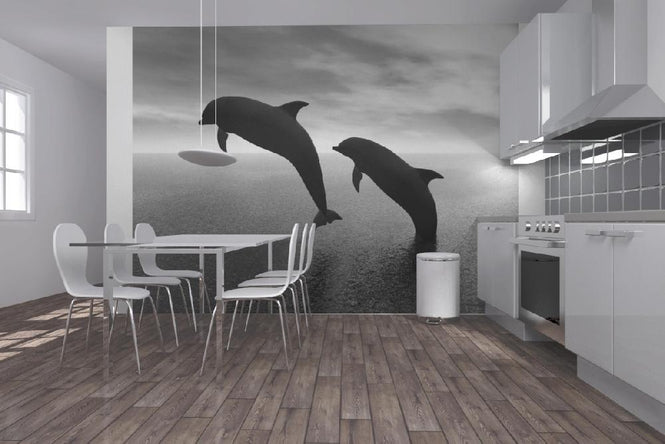 PHOTOWALL / Dolphin Silhouettes - b/w (e10065)