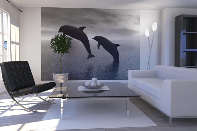 PHOTOWALL / Dolphin Silhouettes - b/w (e10065)