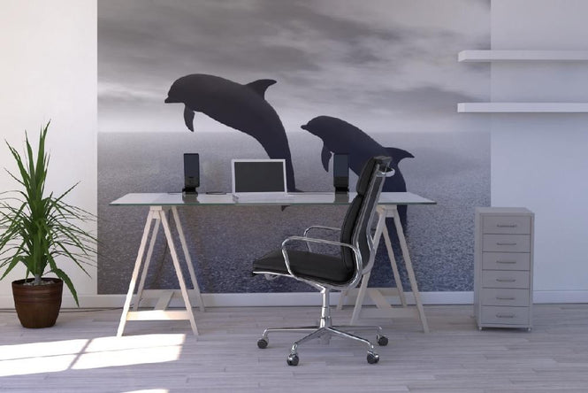 PHOTOWALL / Dolphin Silhouettes - b/w (e10065)