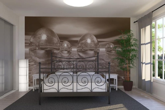 PHOTOWALL / 3D Floating Eggs - Sepia (e1448)