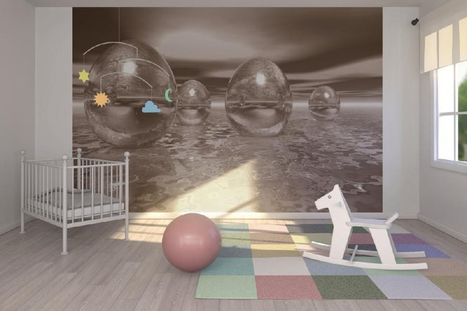 PHOTOWALL / 3D Floating Eggs - Sepia (e1448)