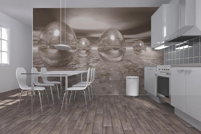 PHOTOWALL / 3D Floating Eggs - Sepia (e1448)