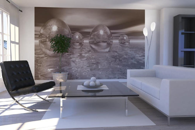 PHOTOWALL / 3D Floating Eggs - Sepia (e1448)