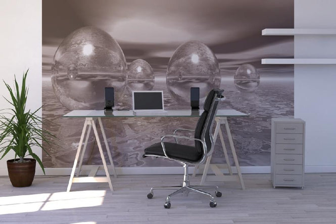 PHOTOWALL / 3D Floating Eggs - Sepia (e1448)