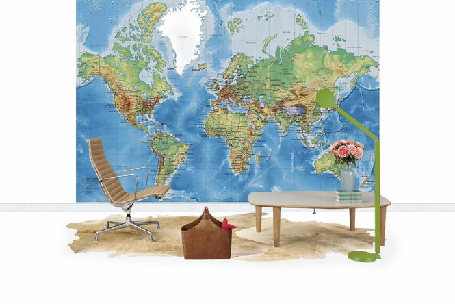 PHOTOWALL / World Map - With Roads (e1770)