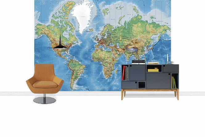 PHOTOWALL / World Map - With Roads (e1770)