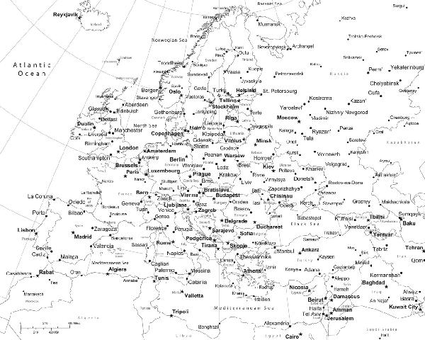 PHOTOWALL / Europe Map - b/w (e1771)