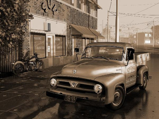 PHOTOWALL / Elvis Truck Sun Records - Sepia (e19547)