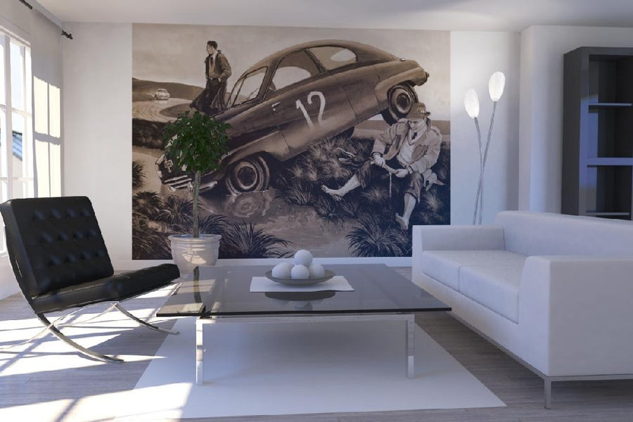 PHOTOWALL / SAAB "Carlsson pa Taket" - Sepia (e19549)