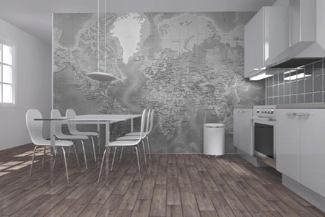 PHOTOWALL / World Map - Detailed Grey (e19712)