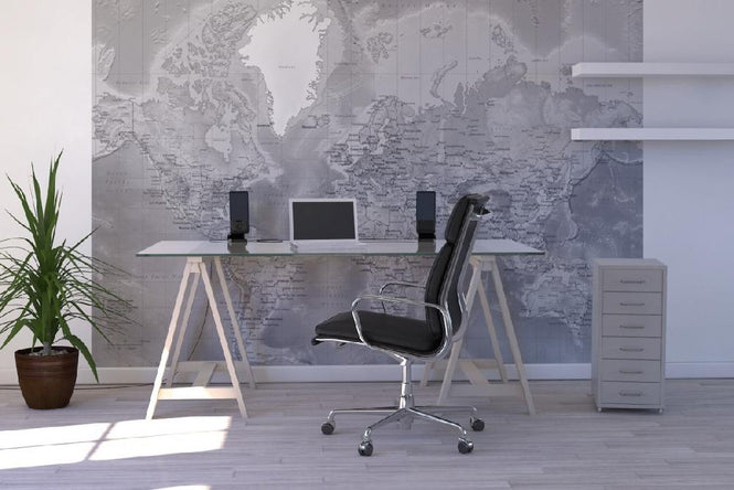 PHOTOWALL / World Map - Detailed Grey (e19712)