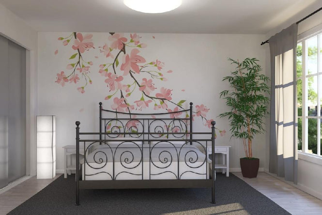 PHOTOWALL / Branch with Pink Flowers (e19852)