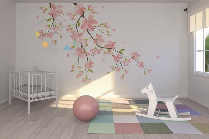 PHOTOWALL / Branch with Pink Flowers (e19852)