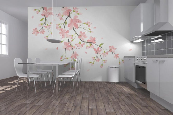 PHOTOWALL / Branch with Pink Flowers (e19852)