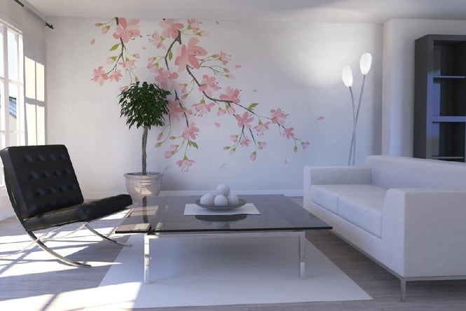 PHOTOWALL / Branch with Pink Flowers (e19852)