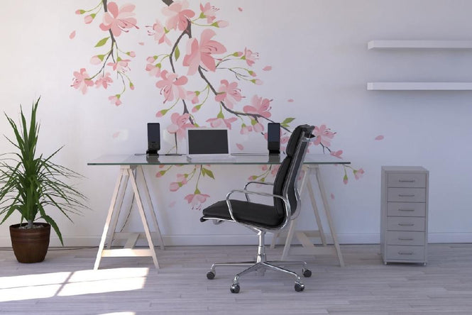 PHOTOWALL / Branch with Pink Flowers (e19852)