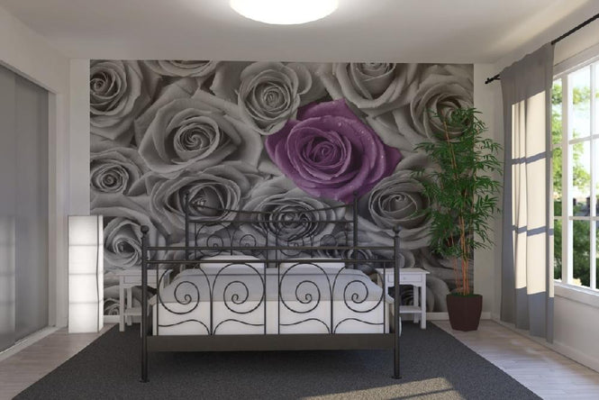 PHOTOWALL / Roses - Purple and Grey (e21465)