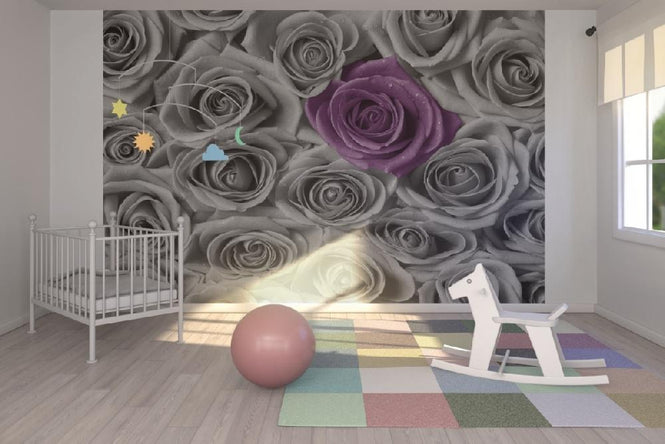PHOTOWALL / Roses - Purple and Grey (e21465)