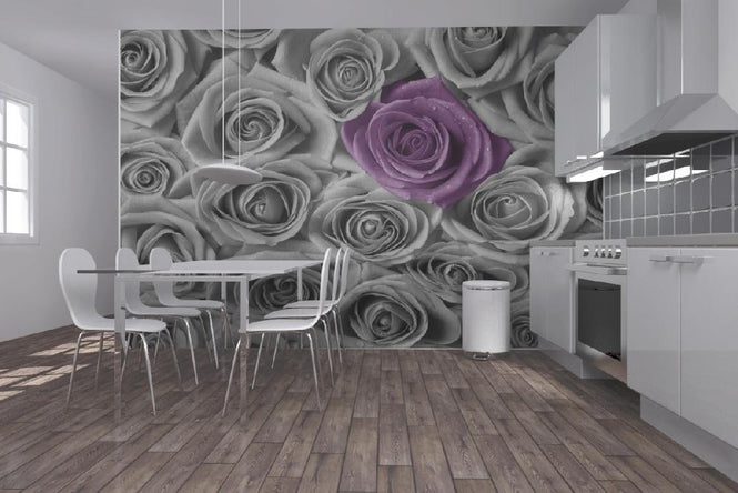 PHOTOWALL / Roses - Purple and Grey (e21465)