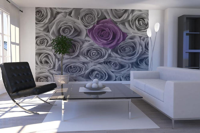 PHOTOWALL / Roses - Purple and Grey (e21465)