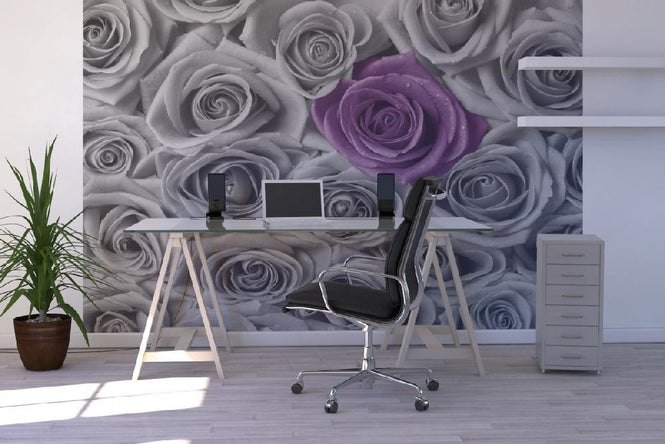 PHOTOWALL / Roses - Purple and Grey (e21465)