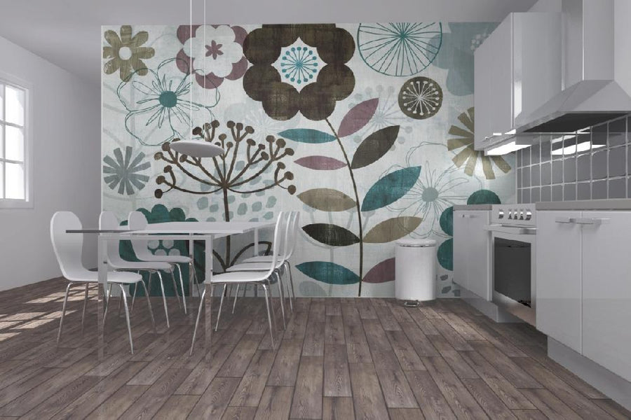 PHOTOWALL / Floral Pop Turquoise (e21554)