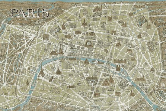 PHOTOWALL / Monuments of Paris Map Blue (e21620)