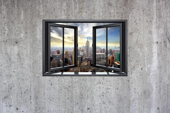 PHOTOWALL / New York Through Window - Concrete Wall (e22319)