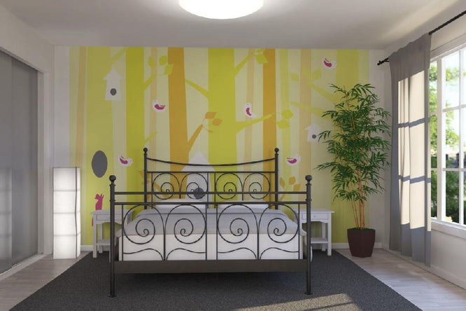 PHOTOWALL / Birdforest - Yellow and Pink (e22321)