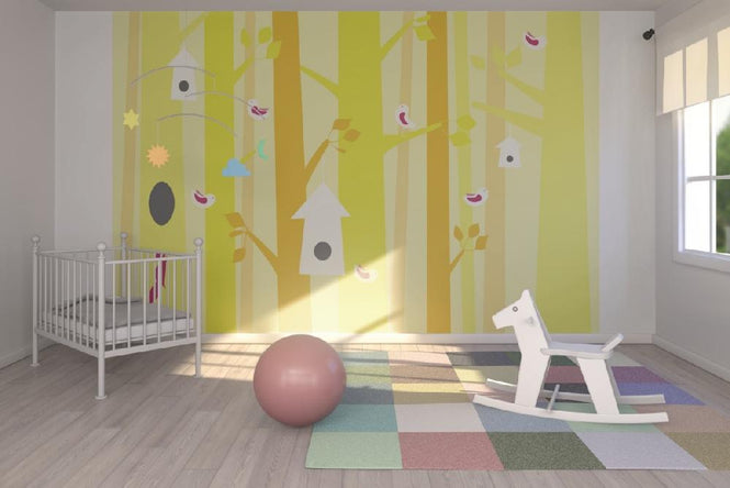 PHOTOWALL / Birdforest - Yellow and Pink (e22321)