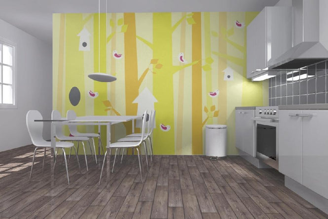 PHOTOWALL / Birdforest - Yellow and Pink (e22321)