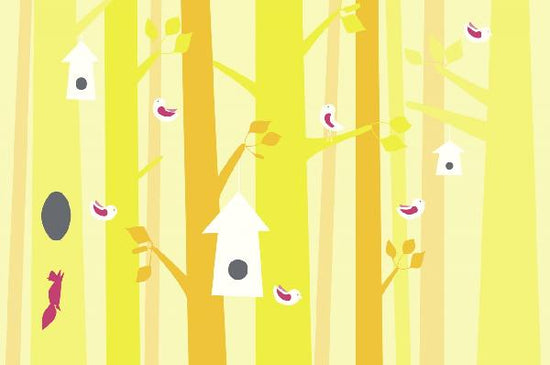 PHOTOWALL / Birdforest - Yellow and Pink (e22321)
