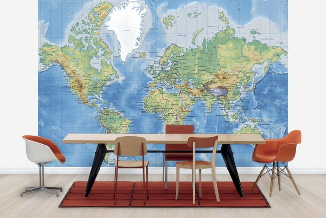 PHOTOWALL / World Map Detailed - Without Roads (e22619)
